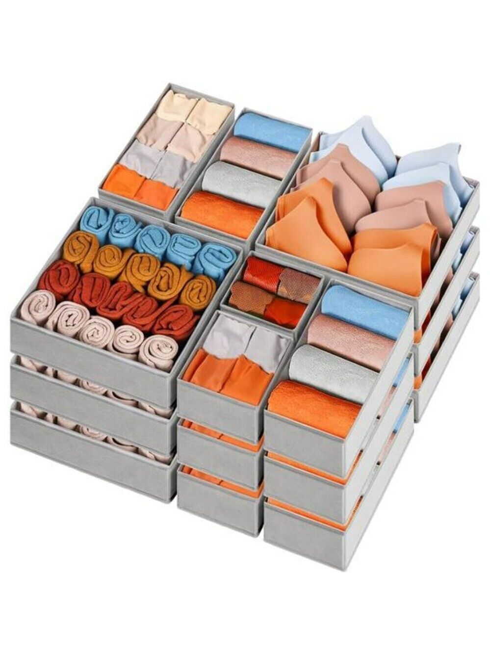 15 Pack Fabric Drawer Organizers Closet Bins for Clothes Socks Underwear